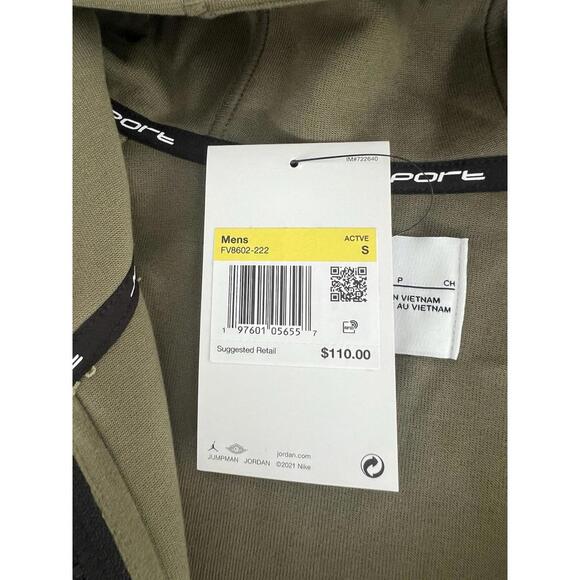 $110 Air Jordan Dri-Fit Sport Hoop Fleece Zip Hoodie Size Small Men Olive FV8602 - Picture 6 of 7